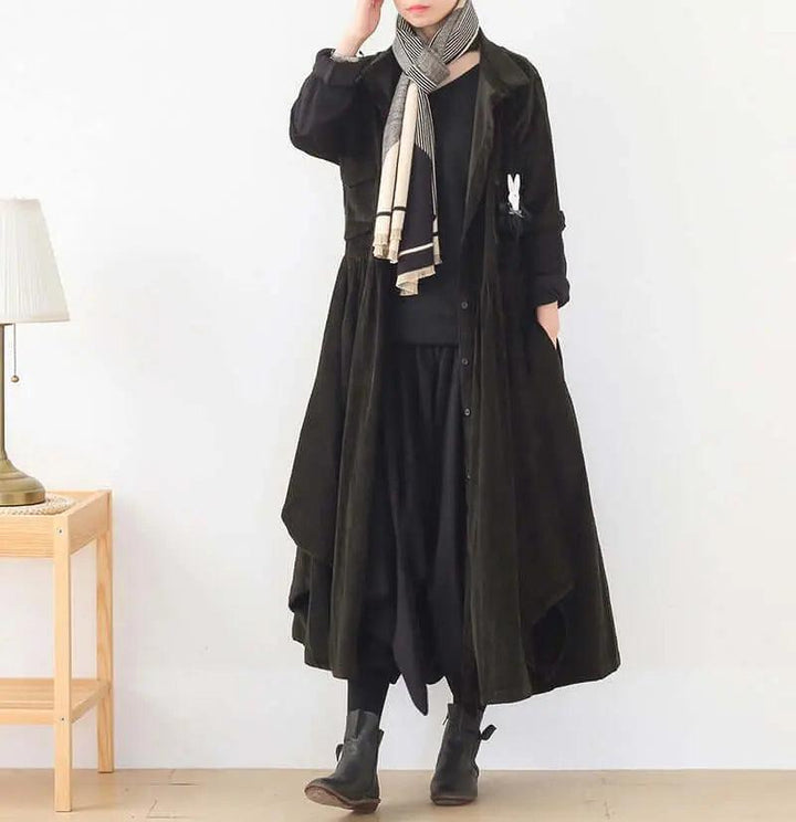 Women's Long Cotton Windbreaker for Winter Stylish Comfort-Women's coat-Thebesttailor-One size-Military green-Cotton-Thebesttailor