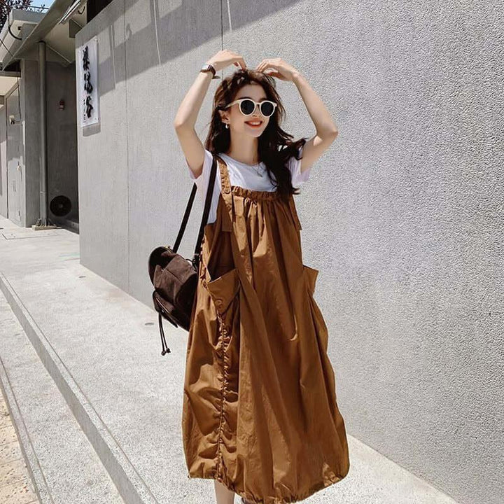dresses for women Lantern Dress Elevate Your Style Cotton Dress-Women's Skirts-Thebesttailor-One size-Brown-Cotton-Thebesttailor