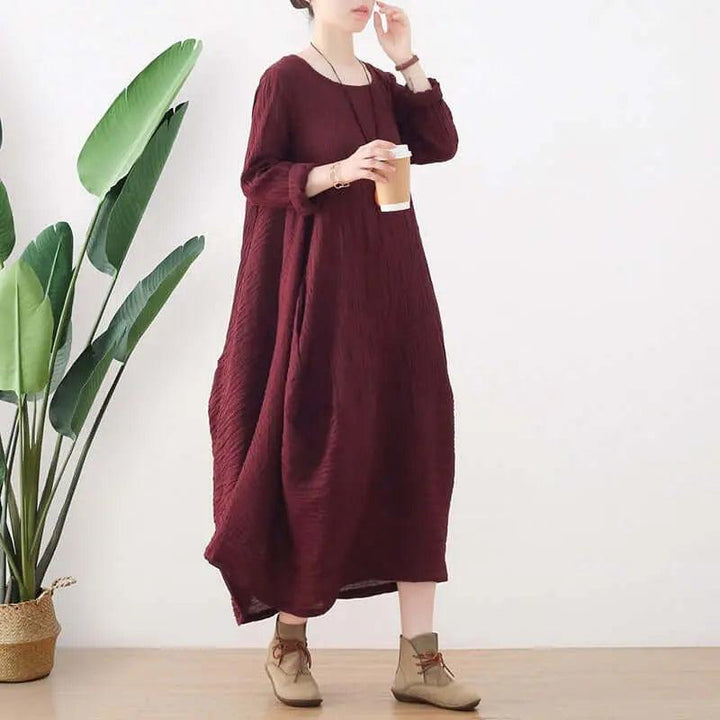 Linen Dress Tunic Dress with Sleeves - dresses for women-Women's dress-Thebesttailor-Thebesttailor