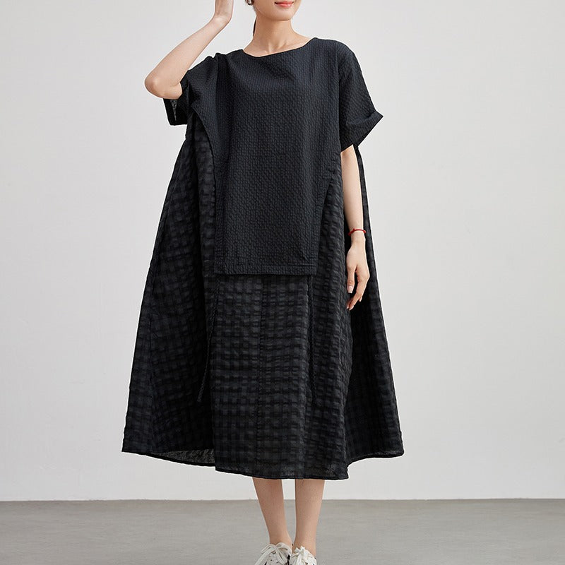 Summer Black Cotton Dress for Women  by Thebesttailor