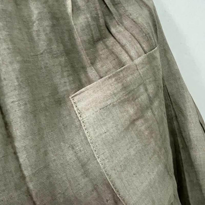 Women's Loose Fit Pants - Elastic Waist Linen Harem Pants with Pockets-Women's pants-Thebesttailor-Thebesttailor