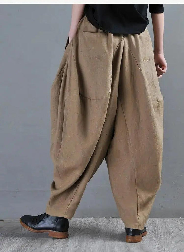 Chic Linen Harem Pants: Stylish Wide Leg Trousers for Women-Women's pants-Thebesttailor-Thebesttailor