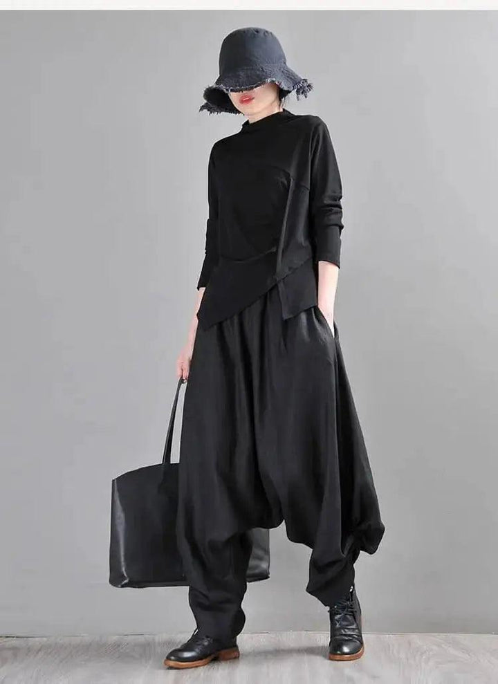 Summer Linen Pants Drop Crotch Baggy Harem Pants for Stylish Women-Women's pants-Thebesttailor-Thebesttailor