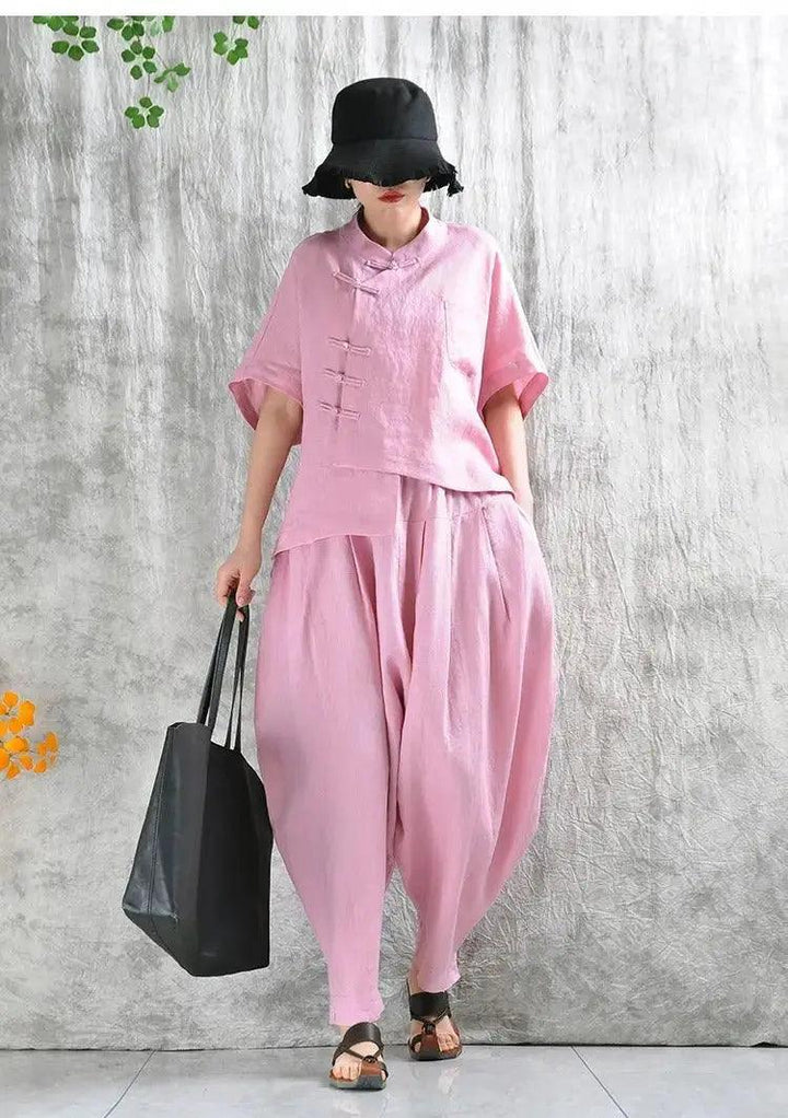 Linen Shirt Literature Art and Bloomer Set-Women's Shirt-Thebesttailor-Thebesttailor