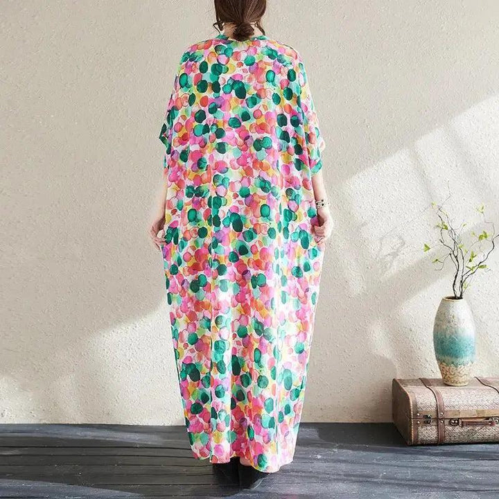Bohemian Women's Dresses Vintage Printed V-Neck Dresses-Women's dress-Thebesttailor-Thebesttailor