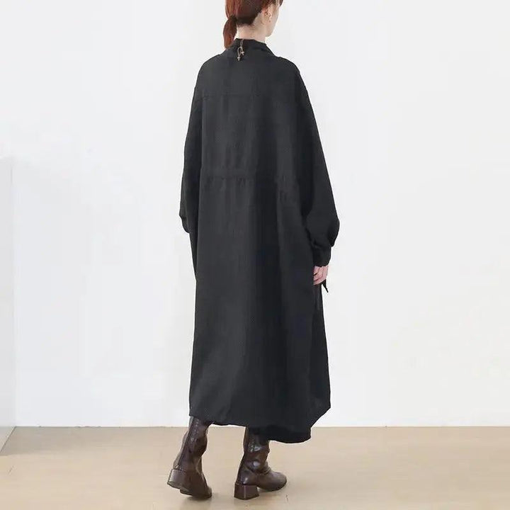 trench coat women Stylish Lace-Up Black Cotton Trench Coat-Women's coat-Thebesttailor-Thebesttailor