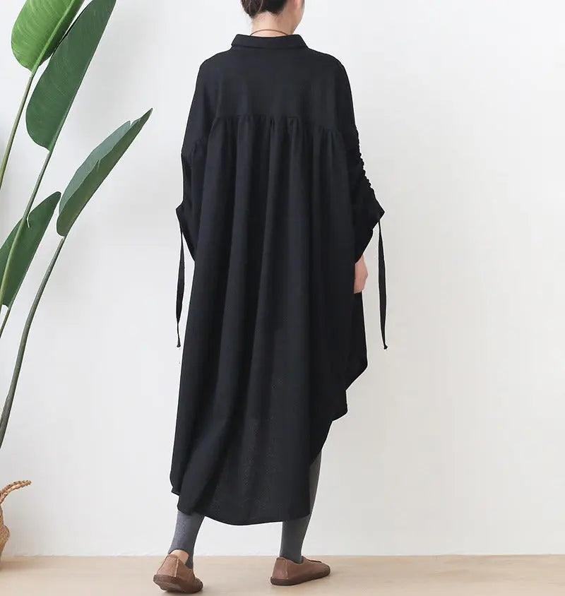 Irregular Single-Breasted Lapel Cotton Trench Coat-Women's coat-Thebesttailor-Thebesttailor
