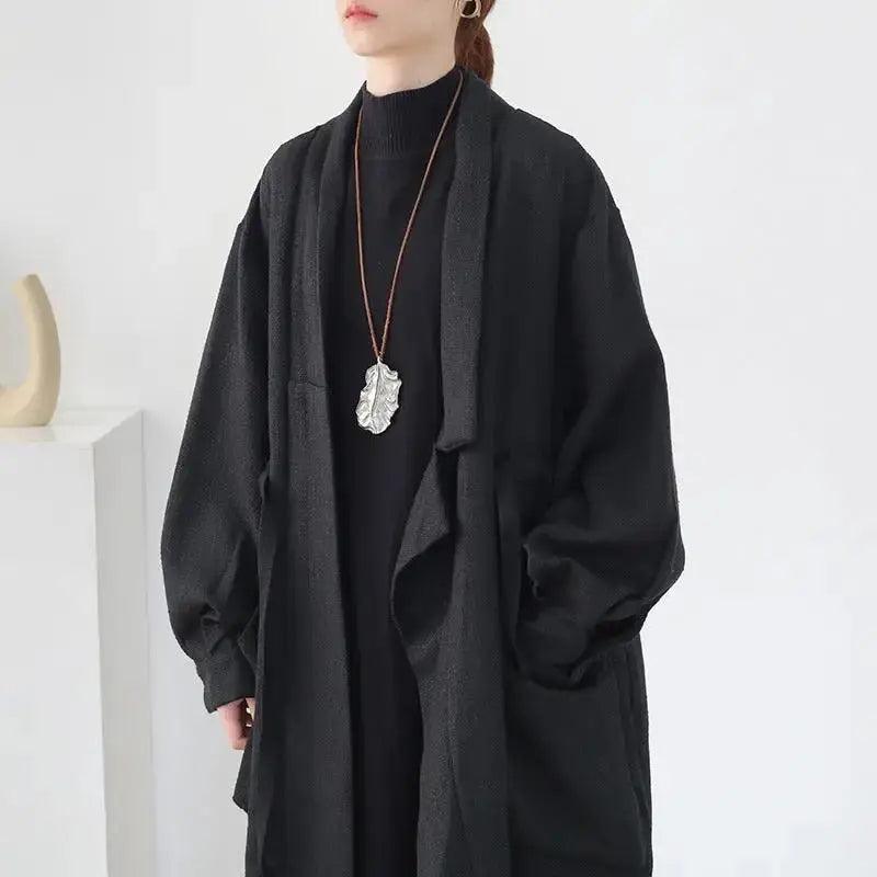 trench coat women Stylish Lace-Up Black Cotton Trench Coat-Women's coat-Thebesttailor-Thebesttailor