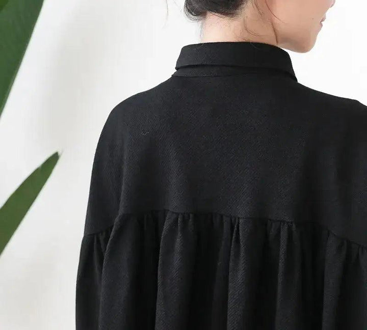Irregular Single-Breasted Lapel Cotton Trench Coat-Women's coat-Thebesttailor-Thebesttailor