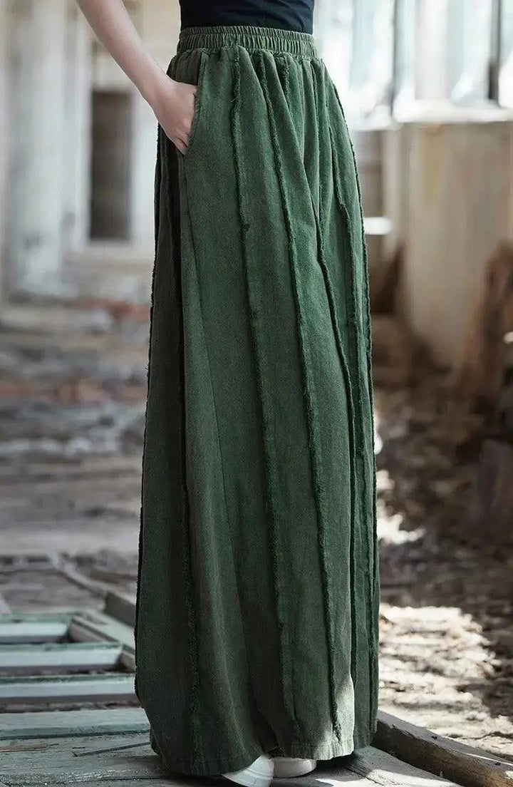 Women's Linen Pants Culottes with Retro Wide Leg Style-Women's pants-Thebesttailor-Thebesttailor