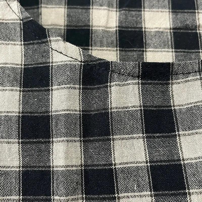 Plaid Linen Blouse Loose Blouse for Women's Summer-Women's Shirt-Thebesttailor-Thebesttailor
