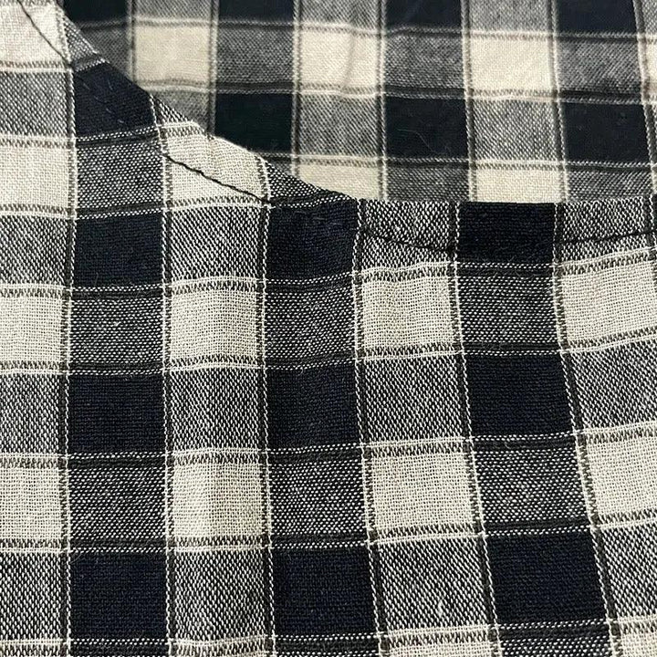 Plaid Linen Blouse Loose Blouse for Women's Summer-Women's Shirt-Thebesttailor-Thebesttailor