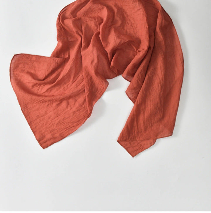 Women's fashion scarf Natural Linen and Cotton Blend Scarf-scarf-Thebesttailor-One size-Rust red-Thebesttailor