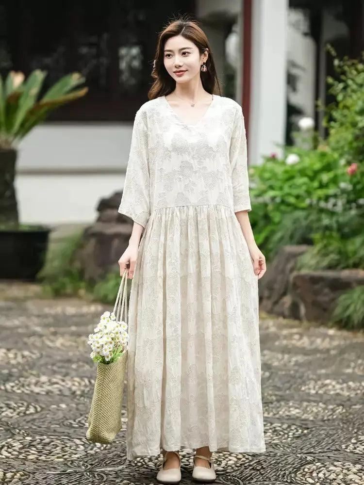 Women's Linen Dresses Vintage Linen Robe - Retro Style by Thebesttailor