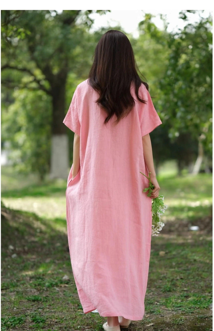 Prom dresses - Loose Fit A-Line Summer Pink Robe-Women's dress-Thebesttailor-Thebesttailor