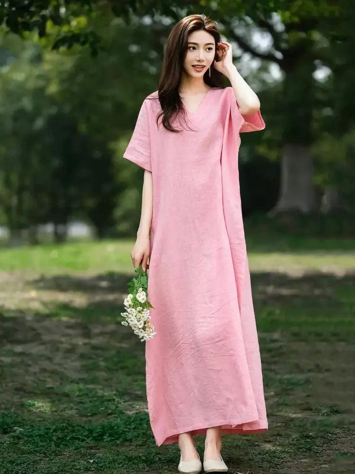 Prom dresses - Loose Fit A-Line Summer Pink Robe-Women's dress-Thebesttailor-Thebesttailor