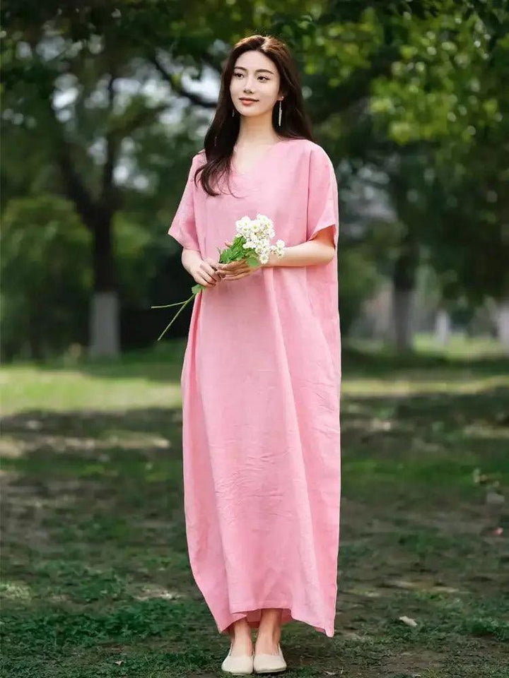 Prom dresses - Loose Fit A-Line Summer Pink Robe-Women's dress-Thebesttailor-Thebesttailor