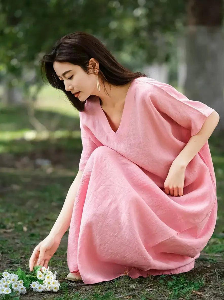 Prom dresses - Loose Fit A-Line Summer Pink Robe-Women's dress-Thebesttailor-Thebesttailor