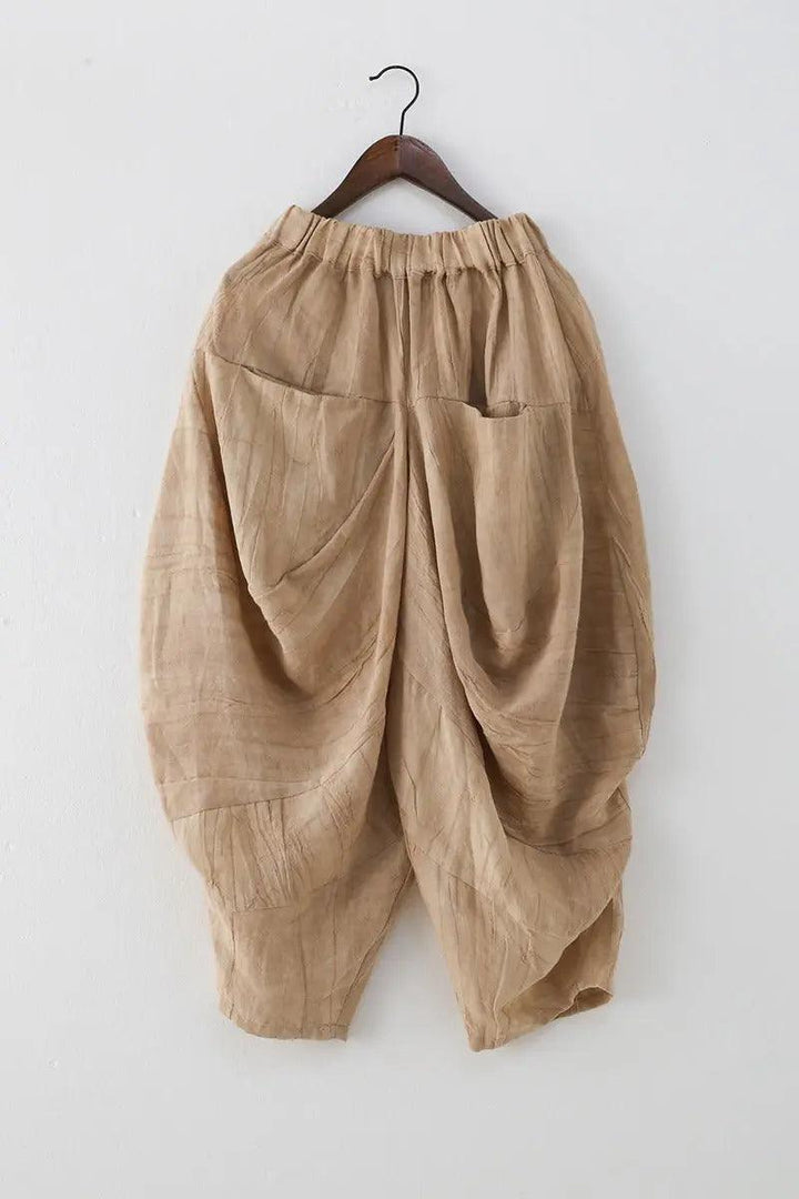 Women's Summer Clothing Linen Bat Sleeve Top and Carrot Pants Set-Women's Shirt-Thebesttailor-Thebesttailor
