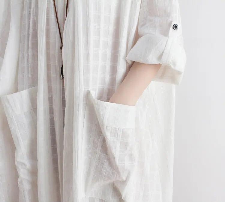 ankle length dress maxi dress for women white cotton dress-Women's dress-Thebesttailor-Thebesttailor