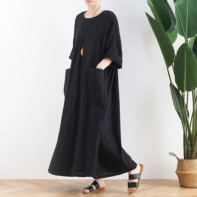 ankle length dress maxi dress for women white cotton dress-Women's dress-Thebesttailor-Thebesttailor