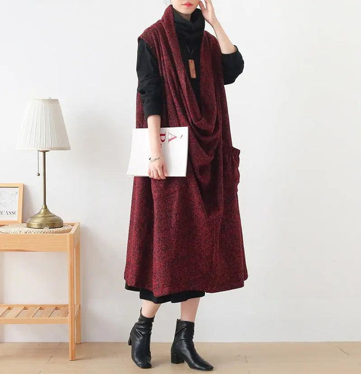 sleeveless dresses for women Cotton blend maxi dress with pockets-Women's dress-Thebesttailor-Thebesttailor