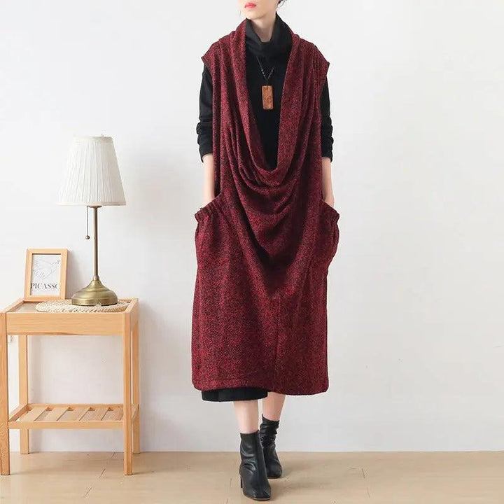 sleeveless dresses for women Cotton blend maxi dress with pockets-Women's dress-Thebesttailor-Thebesttailor