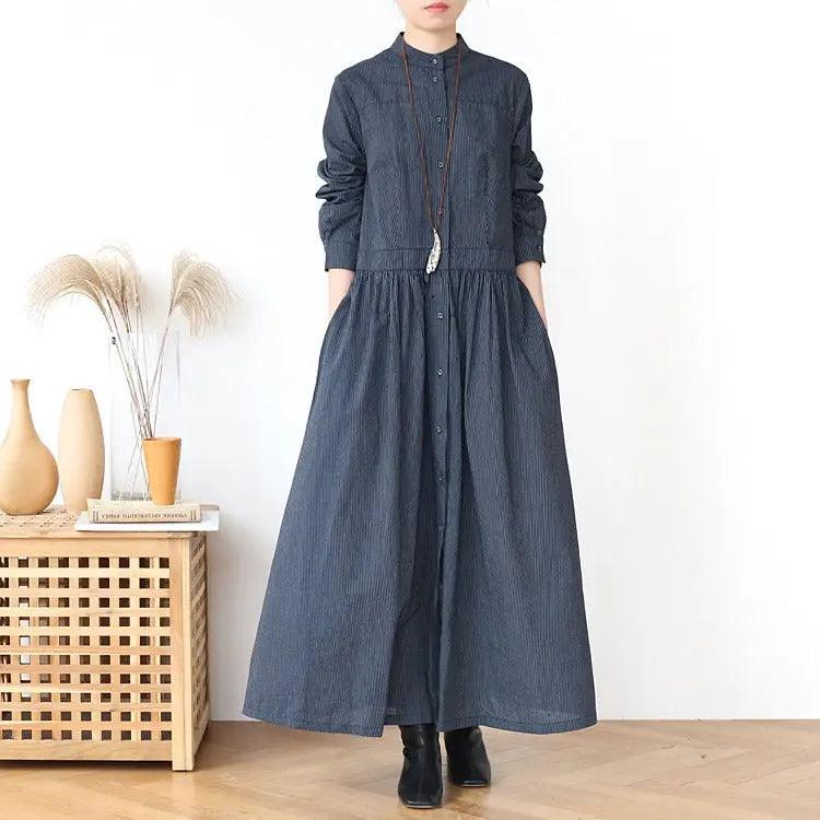 linen wrap dress stripe linen summer dresses maxi dress with pockets by Thebesttailor