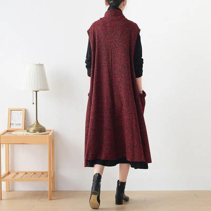 sleeveless dresses for women Cotton blend maxi dress with pockets-Women's dress-Thebesttailor-Thebesttailor
