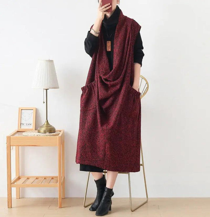 sleeveless dresses for women Cotton blend maxi dress with pockets-Women's dress-Thebesttailor-Thebesttailor