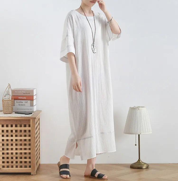 white cotton dress dresses for women maxi dress with pockets by Thebesttailor