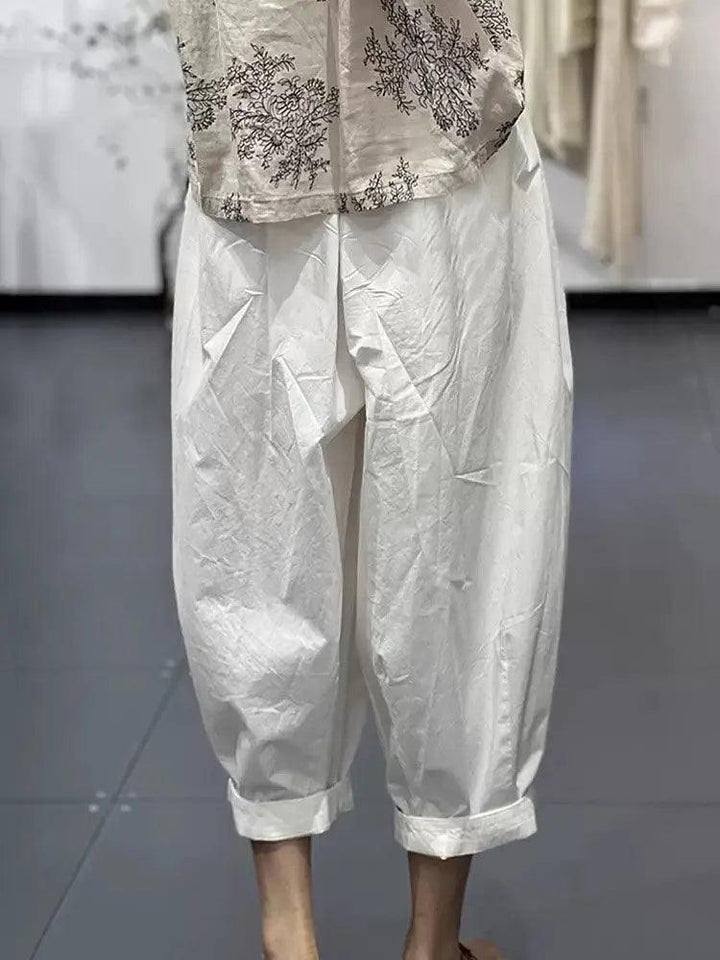 harem pants women Summer white cotton Trousers by Thebesttailor