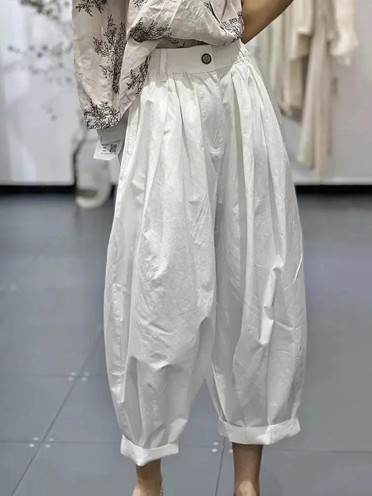 harem pants women Summer white cotton Trousers by Thebesttailor