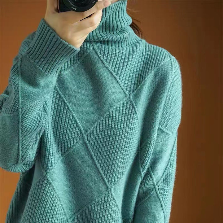 Fall/Winter High-Neck Pullover Knit Sweater