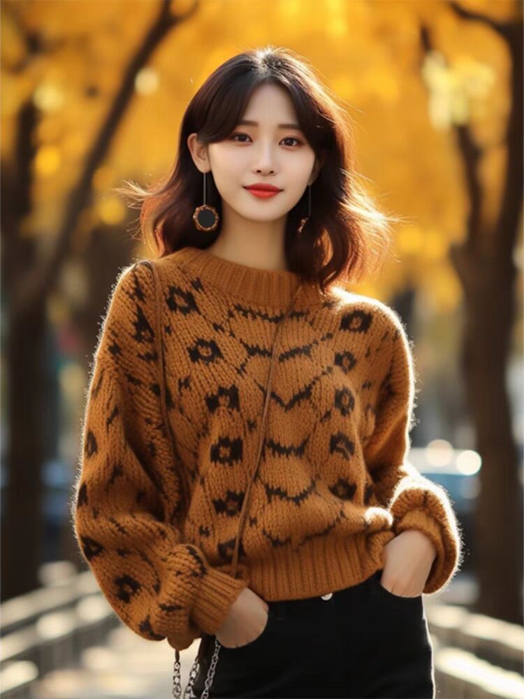 Yellow thermal cotton Chunky Knit Sweater for women