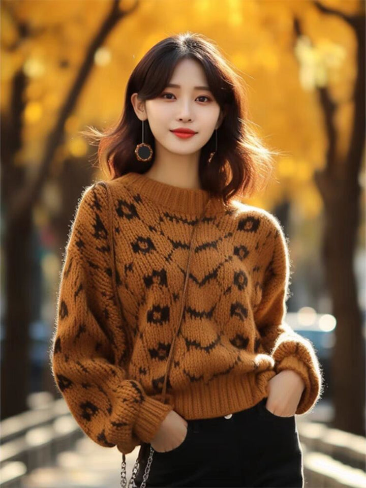 Yellow thermal cotton Chunky Knit Sweater for women