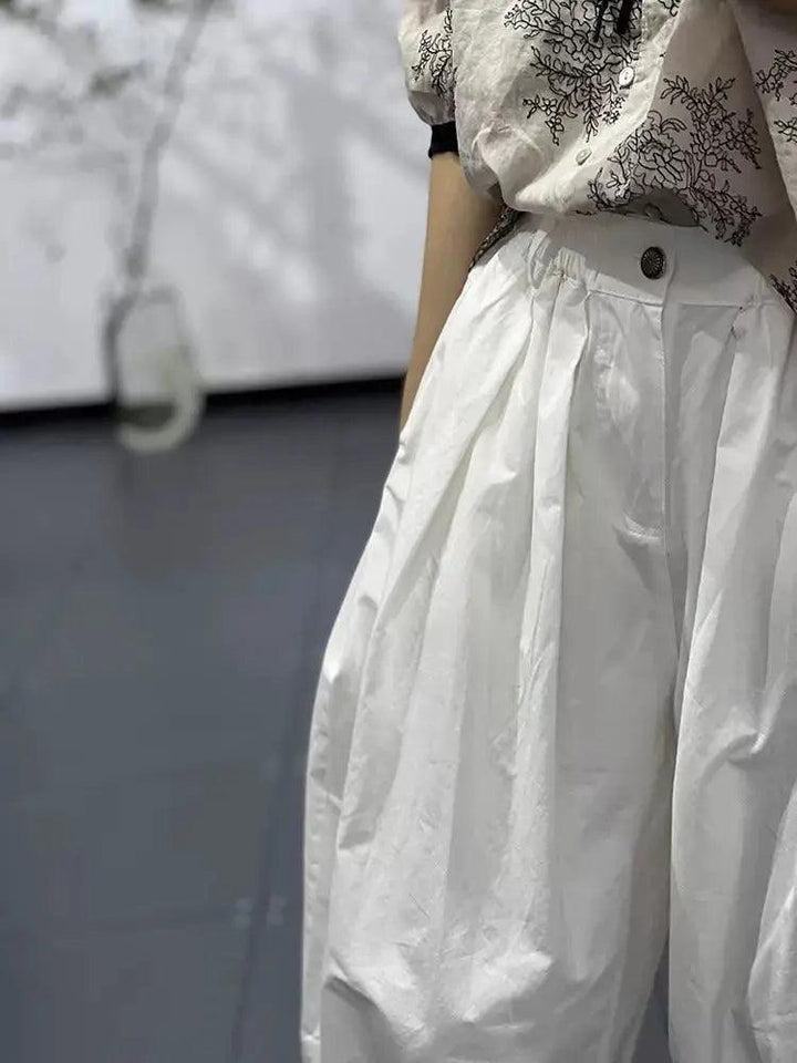 harem pants women Summer white cotton Trousers by Thebesttailor