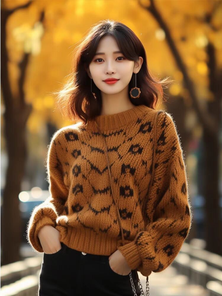 Yellow thermal cotton Chunky Knit Sweater for women