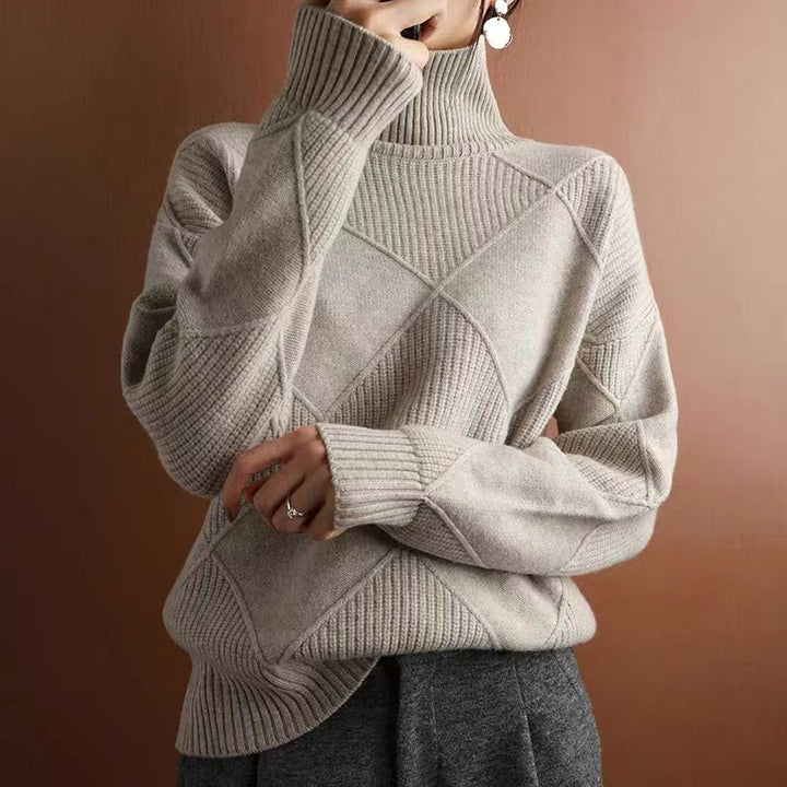Fall/Winter High-Neck Pullover Knit Sweater