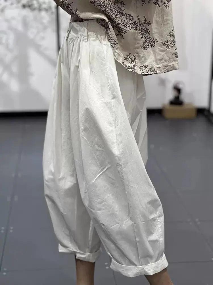harem pants women Summer white cotton Trousers by Thebesttailor