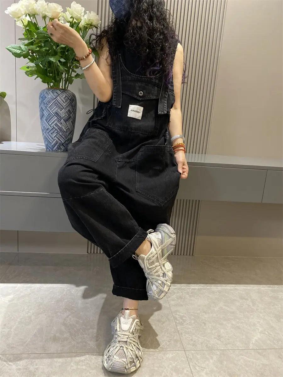 womens denim overalls jean overall black denim dungarees by Thebesttailor