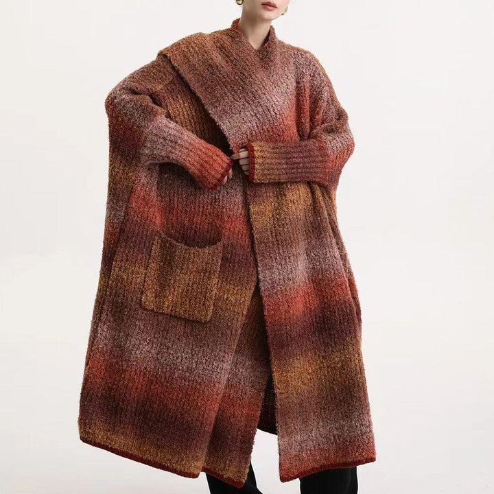Cardigan sweater warm sweaters for winter mohair sweaters womens-Women's coat-Thebesttailor-One size-Orange-Wool-Thebesttailor
