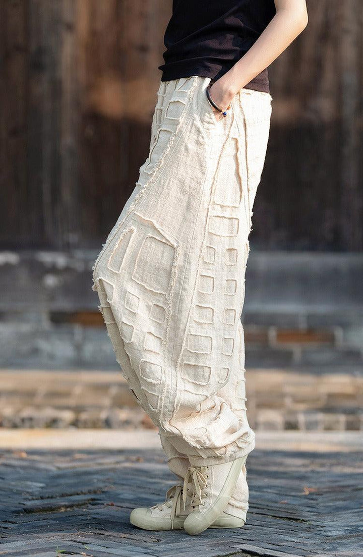 Meditation Elastic Waist Large Loose Trousers linen bloomers women's-Women's pants-Thebesttailor-Thebesttailor