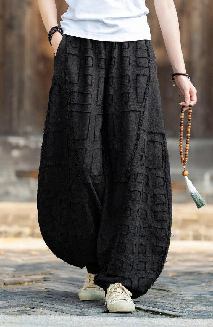 Meditation Elastic Waist Large Loose Trousers linen bloomers women's-Women's pants-Thebesttailor-Thebesttailor