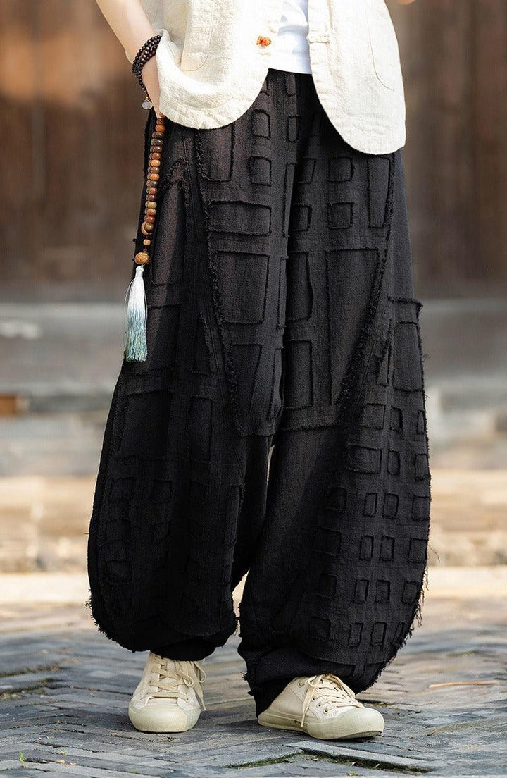 Meditation Elastic Waist Large Loose Trousers linen bloomers women's-Women's pants-Thebesttailor-Thebesttailor