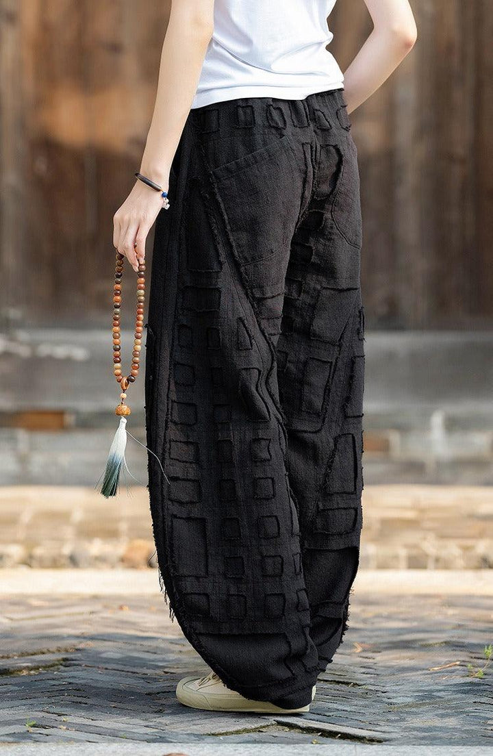 Meditation Elastic Waist Large Loose Trousers linen bloomers women's-Women's pants-Thebesttailor-Thebesttailor