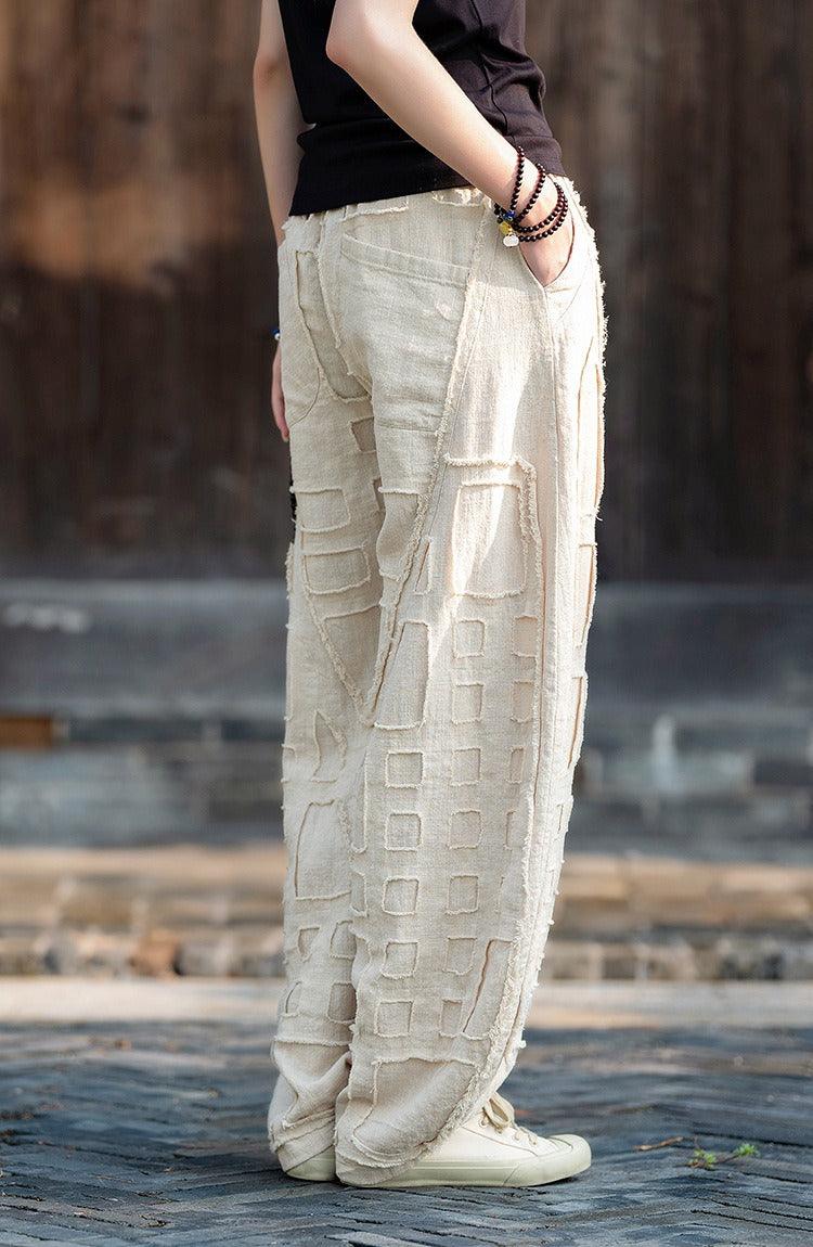 Meditation Elastic Waist Large Loose Trousers linen bloomers women's-Women's pants-Thebesttailor-Thebesttailor