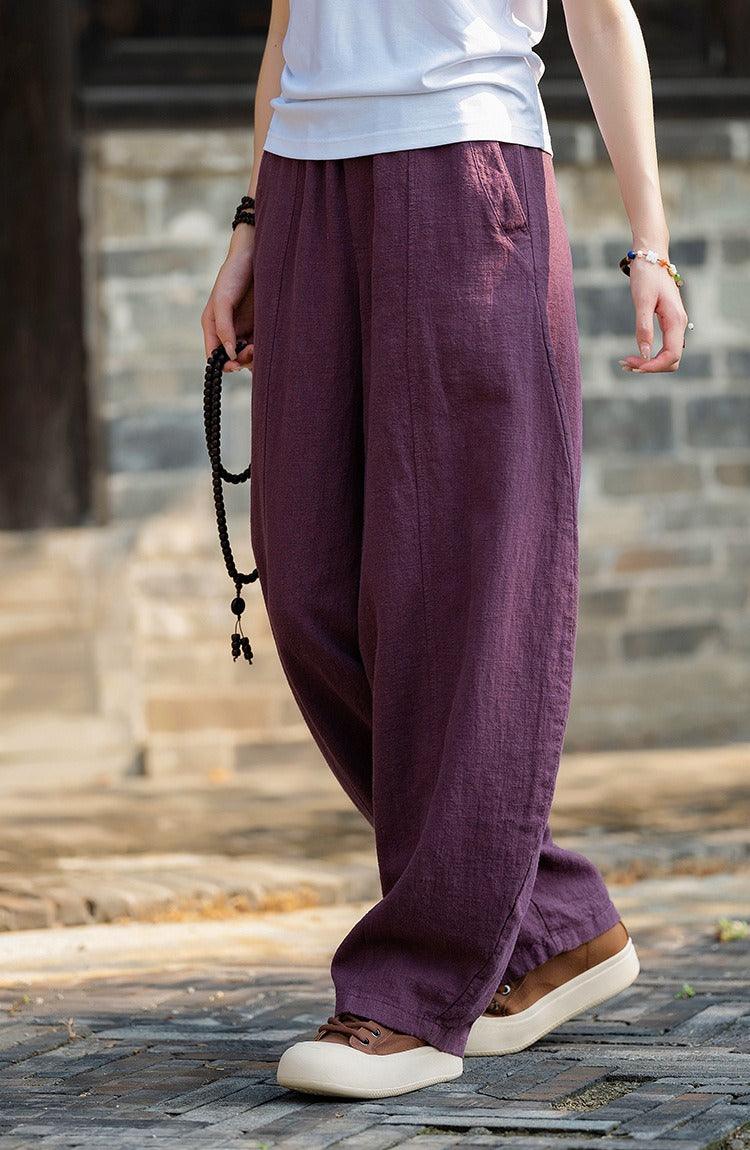 linen harem pants women's Meditation Elastic Waist Large Loose-Women's pants-Thebesttailor-Thebesttailor