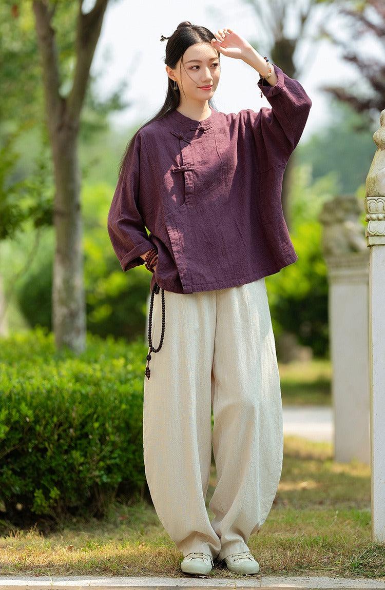 linen harem pants women's Meditation Elastic Waist Large Loose-Women's pants-Thebesttailor-Thebesttailor