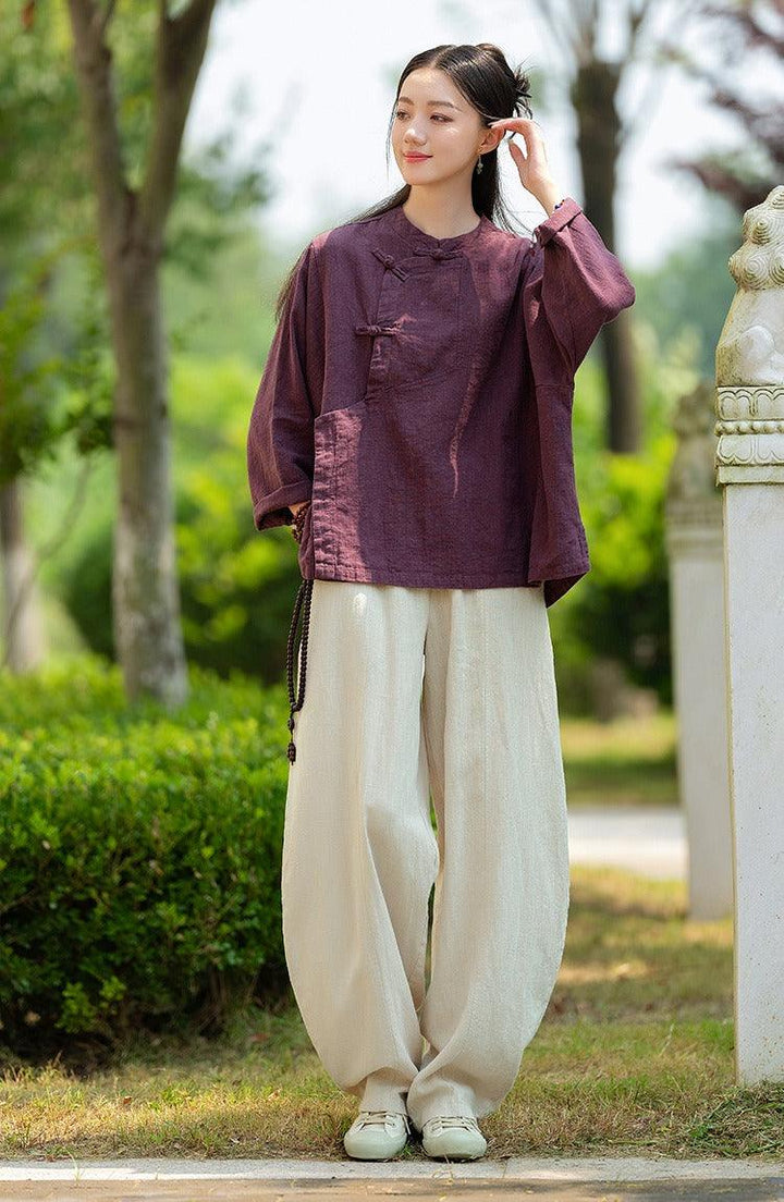 linen harem pants women's Meditation Elastic Waist Large Loose-Women's pants-Thebesttailor-Thebesttailor